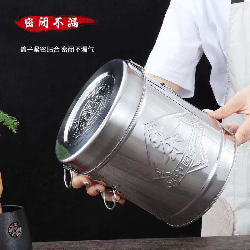 Brilliant manufacturers stainless steel thickened tea barrel Persimmon tea jar tangerine peel storage tank large rice barrel tea set Wholesale