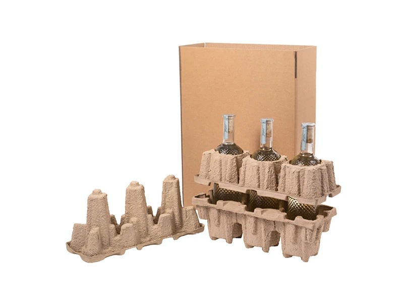 Chongqing Paper Tray Factory Custom Produces Red Wine Tray, Glass Bottle Protection Tray, Environmentally Friendly Degradable Packaging Tray