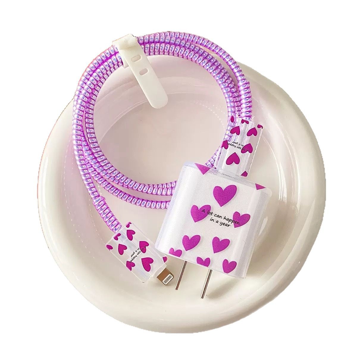 Simple letter color love for Apple charger 20w charging headgear protective cover data cable protective buckle