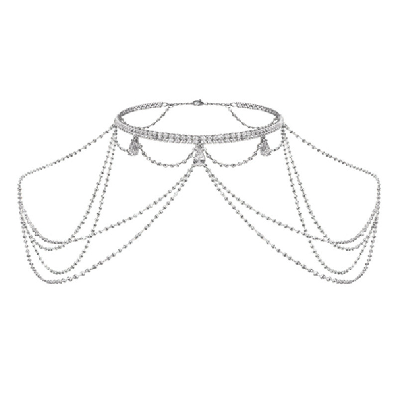 Light Luxury Dress Accessories Tassel Shoulder Chain Fashion Diamond Body Chain Niche High-end Elegant Necklace Rhinestone Chest Chain