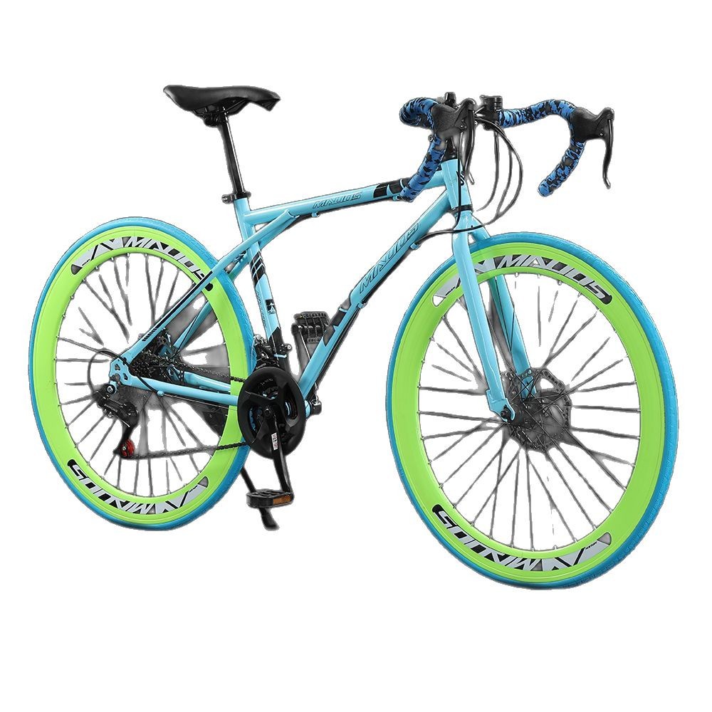 Road Bike Racing Super Fast Racing Breaking Wind Bicycle Curved Speed Change Live Flying Super Light Solid Tire for Men and Women Students