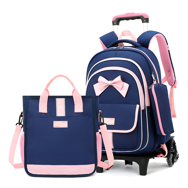 Primary and secondary school student trolley schoolbag girl 3-5-6-9 grade boys large capacity children can climb stairs dual-use