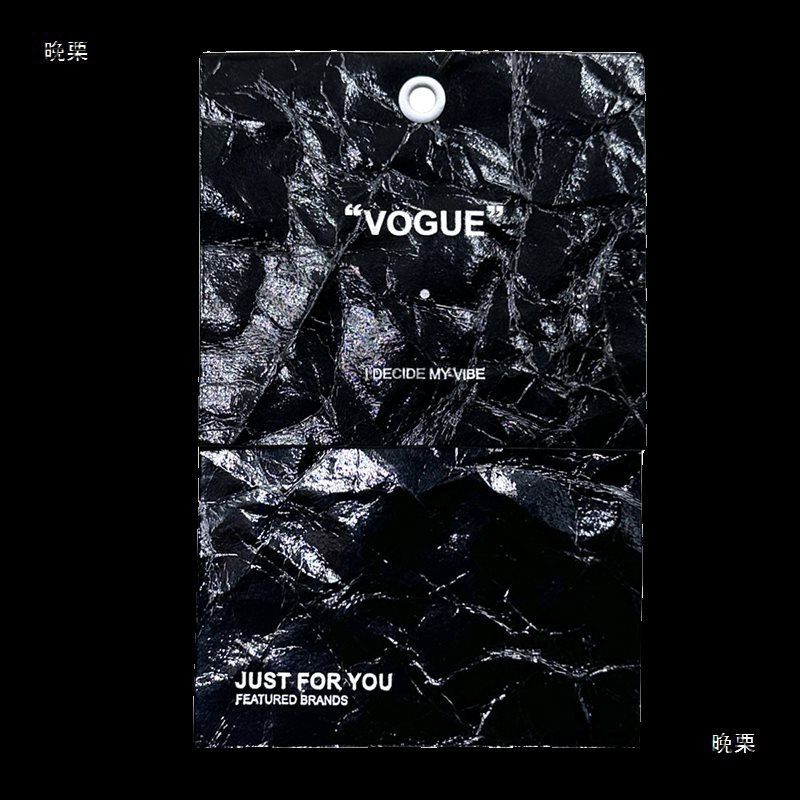 Special Material Black Hand-held Paper Tag Bright Black Crepe Paper Trendy Brand Clothing Trademark Tag