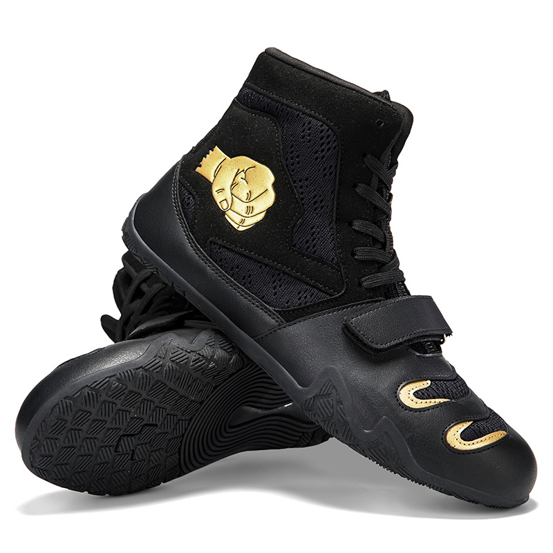 Boxing Shoes Men's and Women's Sanda Shoes Fighting Wrestling Shoes Fall Short-fall Boots Long Boots Beef Sole Wear-resistant Sole Boxing Shoes