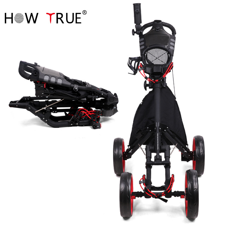 Factory Direct Supply Golf Trolley, Hand Trolley, Four-Wheeled Golf Cart, Foldableable Storage, Multi-Functional Golf Cart