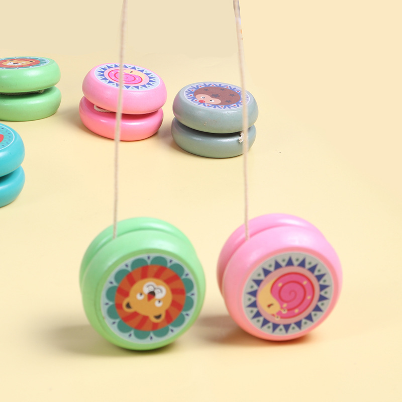 Cute wooden yo-yo children cartoon animal yo-yo fancy swing classic nostalgic prize gift wholesale