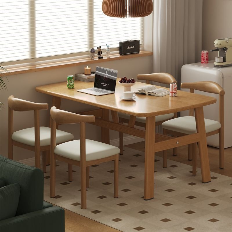 Nordic Simple Dining Table Combination Household Small Apartment Dining Table and Chairs Table and Chairs Leisure Chair Rectangular Dining Table
