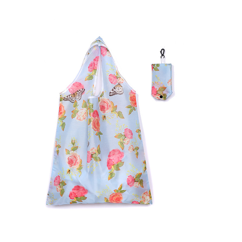 190t Polyester Foldableable Shopping Bag Supermarket Shopping Printed Bag Manufacturer Wholesale Spot Portable Environmentally Friendly Bag Cross-Border