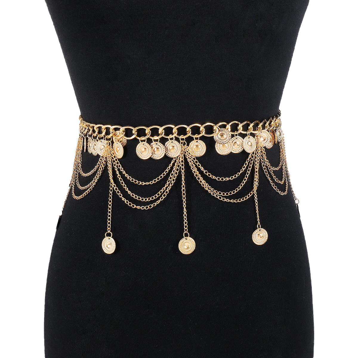 Ancient Style Photo Photography Dance Versatile Accessories Belt Multi-Layer Tassel Chain Butterfly Gemstone Sun and Moon Pendant Waist Chain