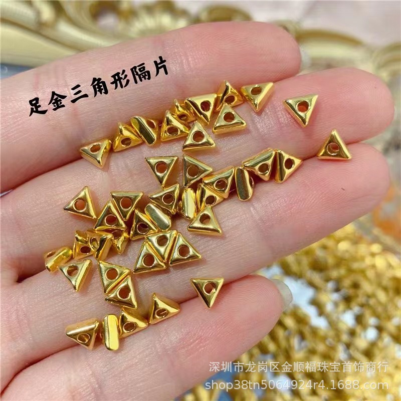 Gold 999 Spacer Flat Piece Hard Gold Beads Gold Piece Gold Abacus Beads Buddha Beads Accessories Beaded Loose Beads Handstring