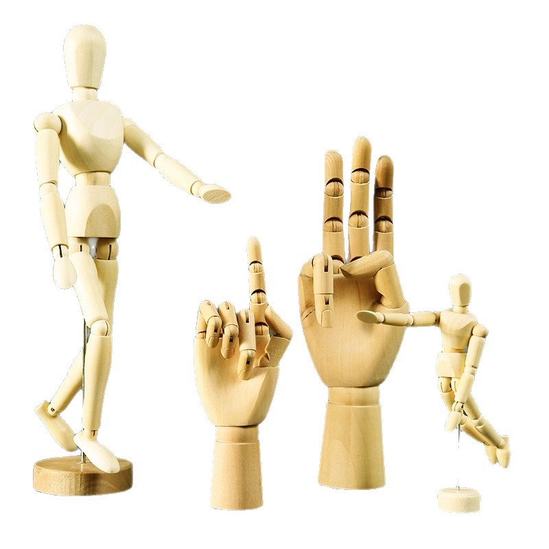 Creative Wooden Jointed Finger Model Character Painting Movable Puppet Ornament Art Home Decoration