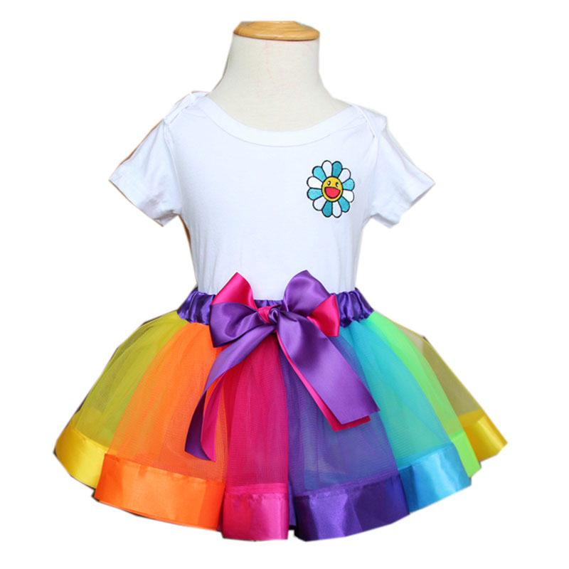 Customized Girl Skirt Rainbow Skirt Mesh Customized tutu Skirt Princess Skirt Foreign Trade European and American Children's Wear