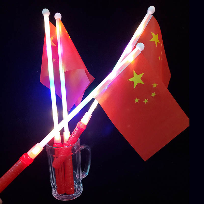 Glowing Five-Star Red Flag Flashing Stick Hand-Held Flag Stick for Festivals and Sports Events Cheering Props