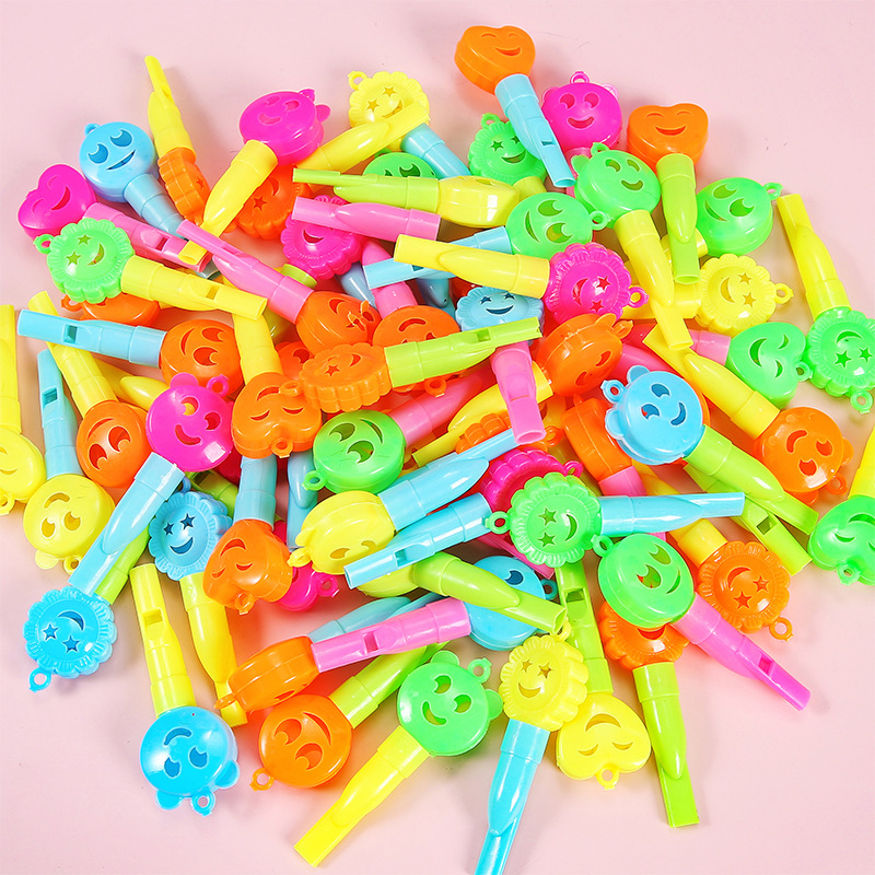 Children's Plastic Smiling Face Whistle Creative Cartoon Expression Small Whistle Kidsren's Whistle Small Gift Small Toy