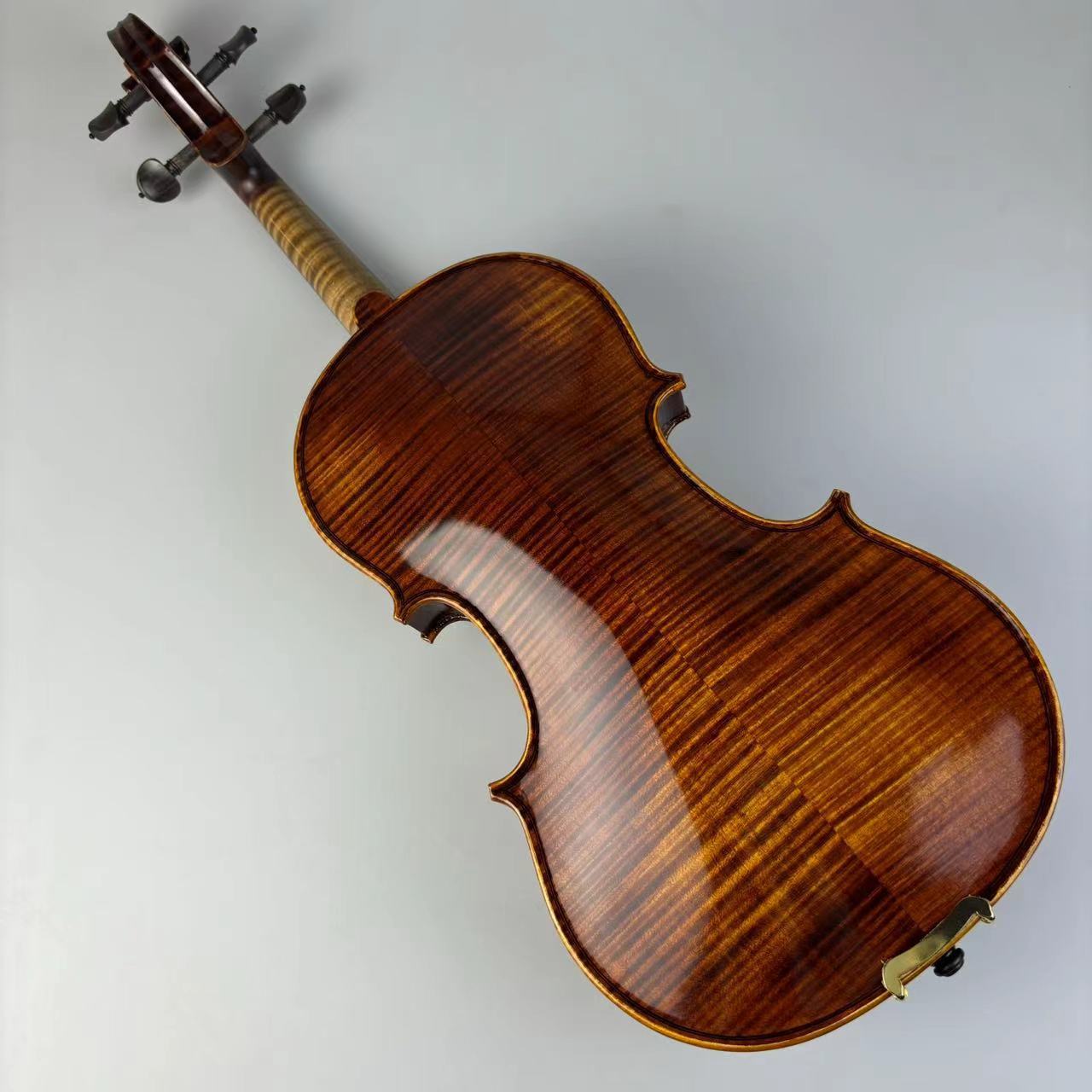 Factory Direct Sales Kaba Gum Handmade Tiger Pattern Back Side Plate Violin Tiger Pattern Piano Head Flower Pattern Solid Wood Violin