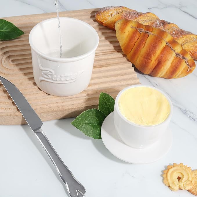 Amazon Hot Sale Ceramic Butter Tank with Lid Butter Storage Tank for Home Cheese Cheese Dish for Home