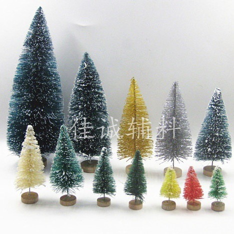 Cross-Border Mini Christmas Tree Sisal Silk Blue-Green Small Christmas Tree Desktop Ornaments Snow Tower Pine 3-23cm