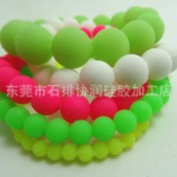 Cross-Border 8mm Colorful Silicone Bracelet Semi-Finished Loose Beads Round Beads Red Green DIY Jewelry Accessories Bracelet