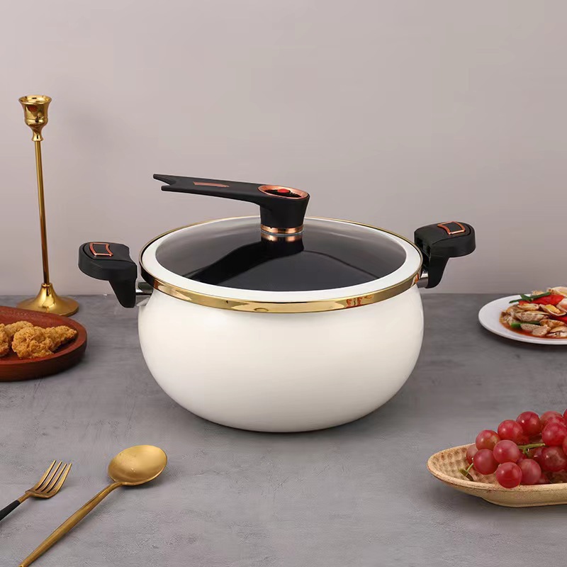 New Trendy Enamel Pot for Home Use, Non-Stick Cooking Pot with Enamel Micro-Pressure, Large Capacity for Stewing, Boiling, and Soup, Gift