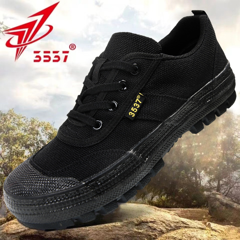 Обувь Jihua 3537 оригинальные низкие тренировочные кроссовки для мужчин, износостойкие резиновые обувь для строительных площадок, черные канвасовые туристические туфли