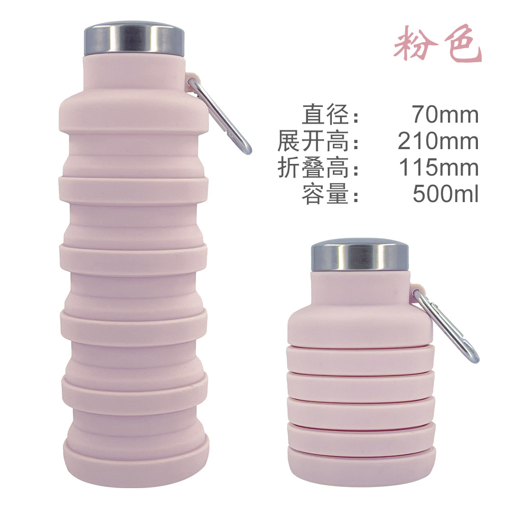 Cross-border hot silicone foldable water bottle creative riding telescopic Cup portable outdoor sports kettle gift