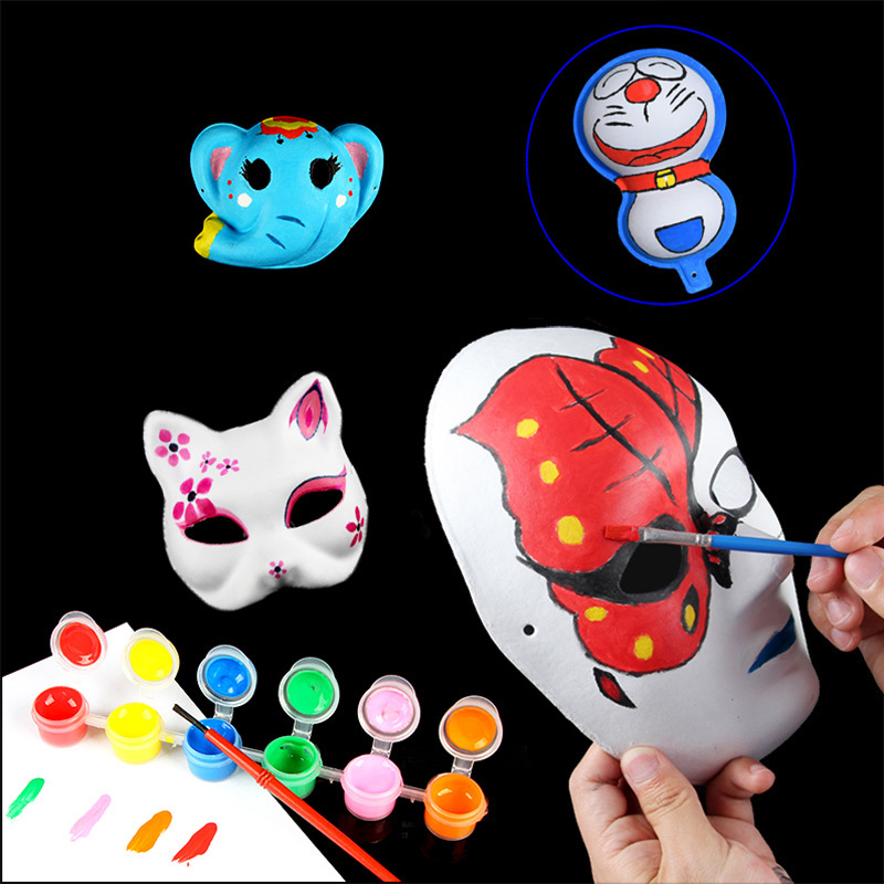 Halloween Children diy mask white hand painted pulp mask children painting face white embryo painted color mask wholesale