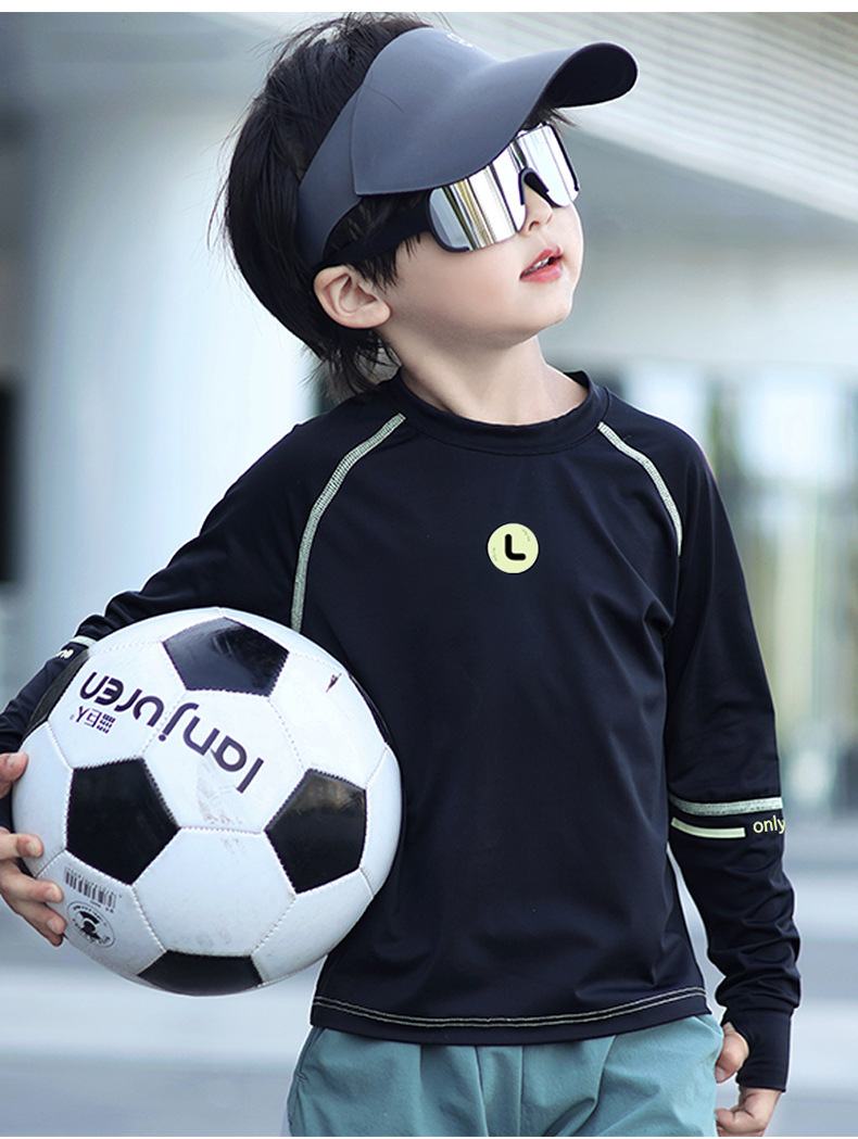 Boys' Tops 2025 Spring and Summer Kidsren's Quick-Drying Sports Long-Sleeved T-Shirts Boys' Ice Silk Sun Protection Clothing Training