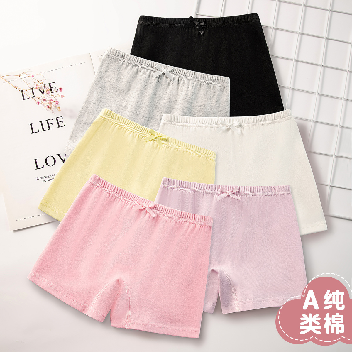 Летние леггинсы для девочек, детские трехточечные безопасные штаны, нижнее белье, анти-свет, хлопковые шорты-боксеры