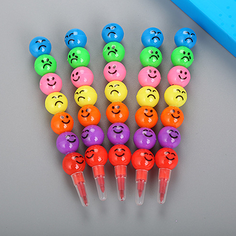 Wholesale Candied Hawthorn Seven-Section Smiley Face Candy Hawthorn Crayon Creative Student Cartoon Pencil