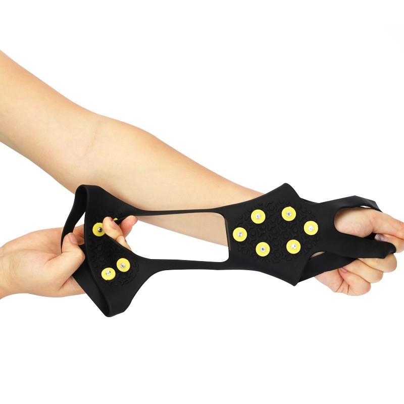 Factory wholesale 10-tooth nail silicone ice claw outdoor snow climbing non-slip shoe cover TPE ten-nail yellow buckle ice claw