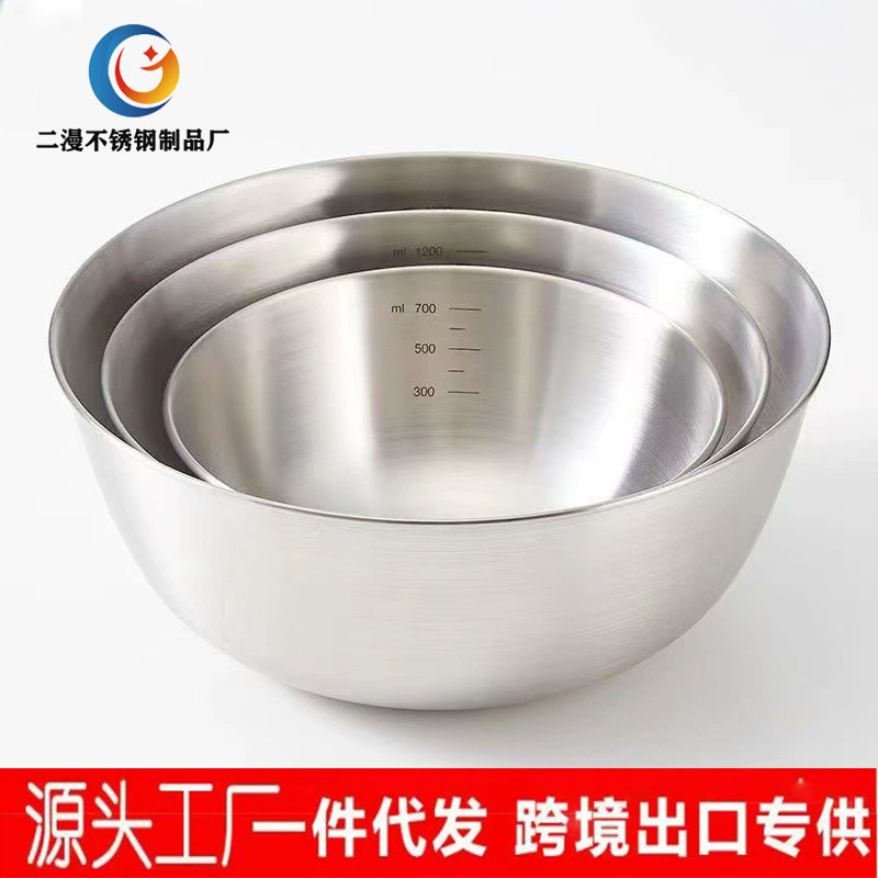 Чаша для салата из нержавеющей стали, чаша для яиц, корейская, для домашней выпечки и ухода за лицом, с весами, чаша для готовки, чаша для смешивания