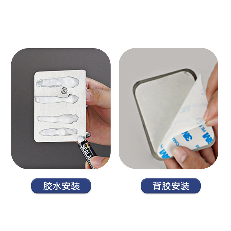 Thickened stainless steel sponge rack kitchen punch-free pool steel ball rag sponge draining rack storage rack