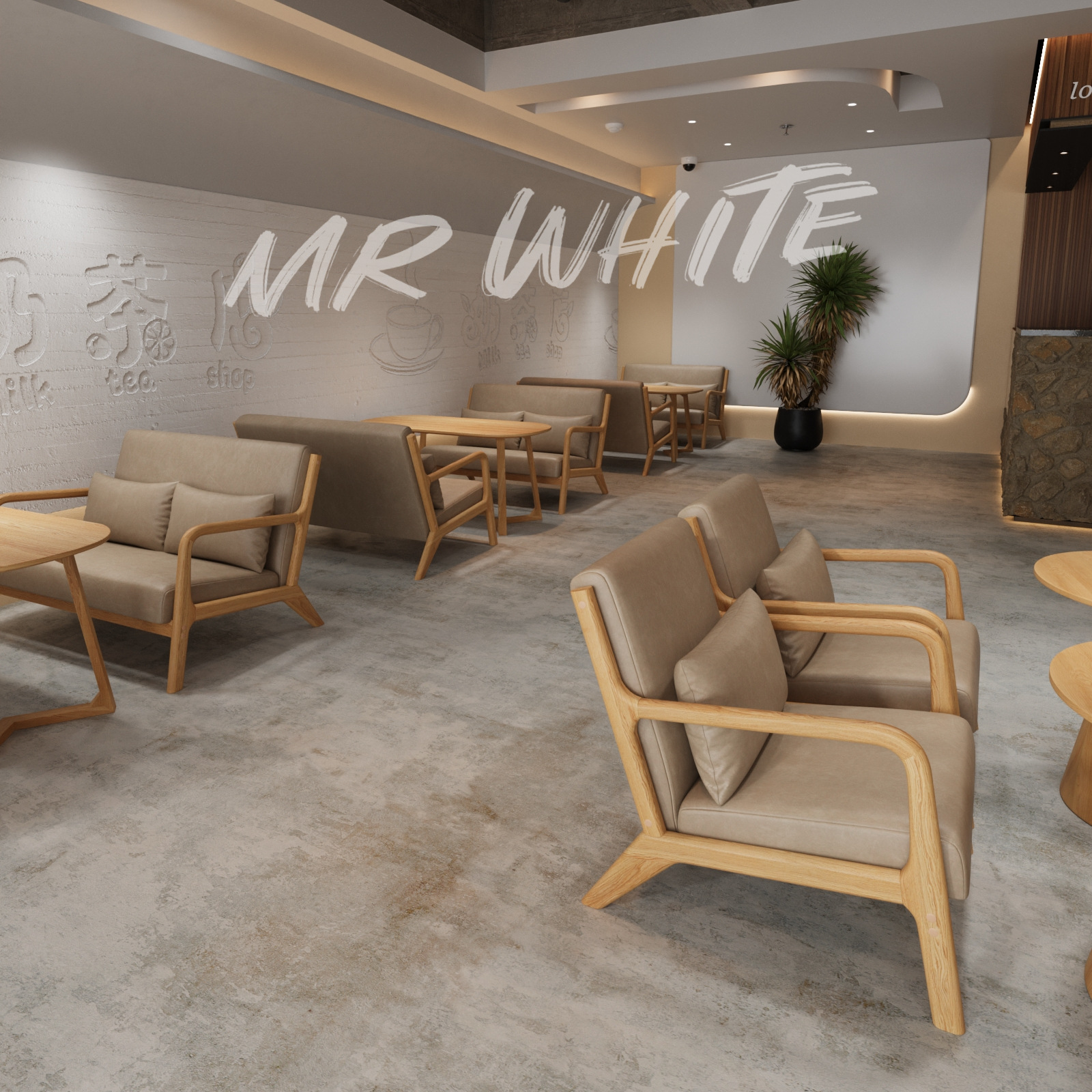 High-end elegant coffee shop sofa chair mushroom round table combination milk tea shop table and chair combination single sofa chair factory
