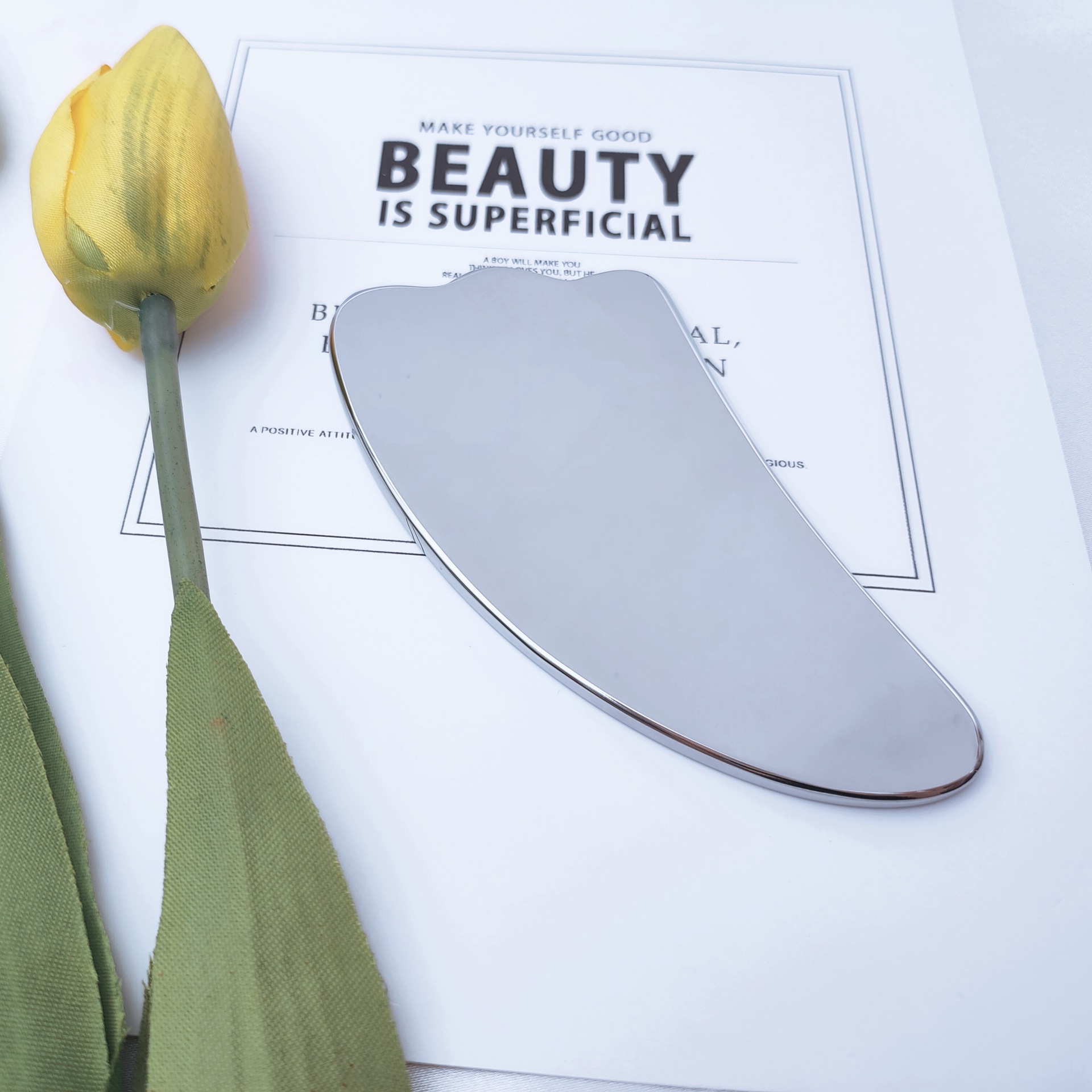 Stainless steel scraping plate face scraping sheep horn 304 stainless steel metal finger heart-shaped scraping plate