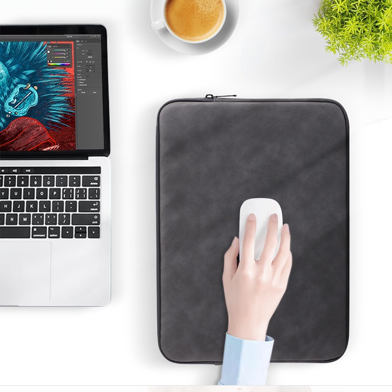 Pu Leather Laptop Sleeve iPad Protective Case 14/ 16inch Water-Repellent and Shock-Resistant Computer Storage Bag