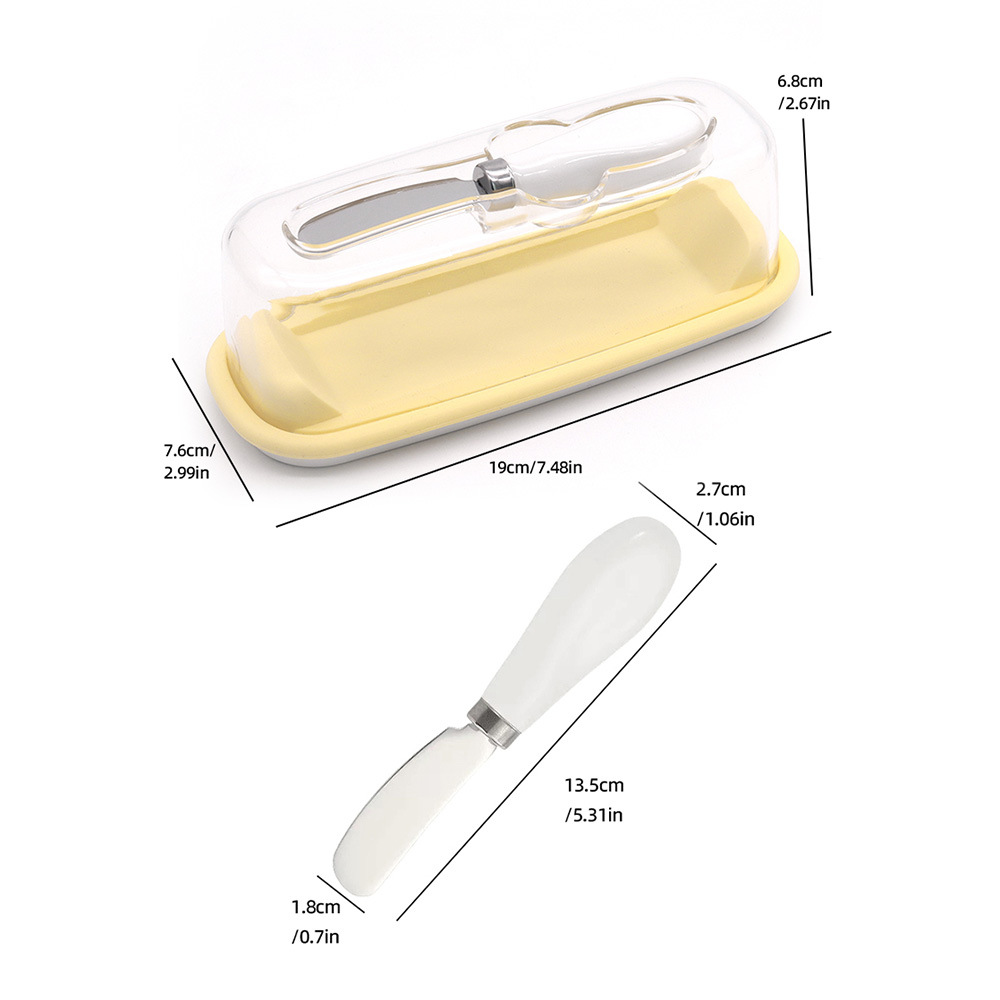 Amazon Explosions butter box sealed fresh-keeping box rectangular butter box with knife cheese storage plastic box
