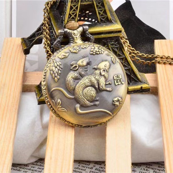 Stall pocket watch 12 zodiac commemorative pocket watch necklace retro large pocket watch twelve Zodiac pocket watch large pocket watch