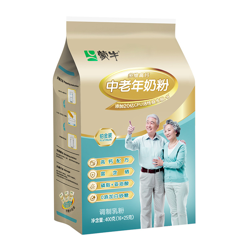 Mengniu Platinum Pack Multidimensional High Calcium Milk Powder for Middle-aged and Elderly 400g Gift-giving Elders Nutritional Breakfast Drink Milk Powder