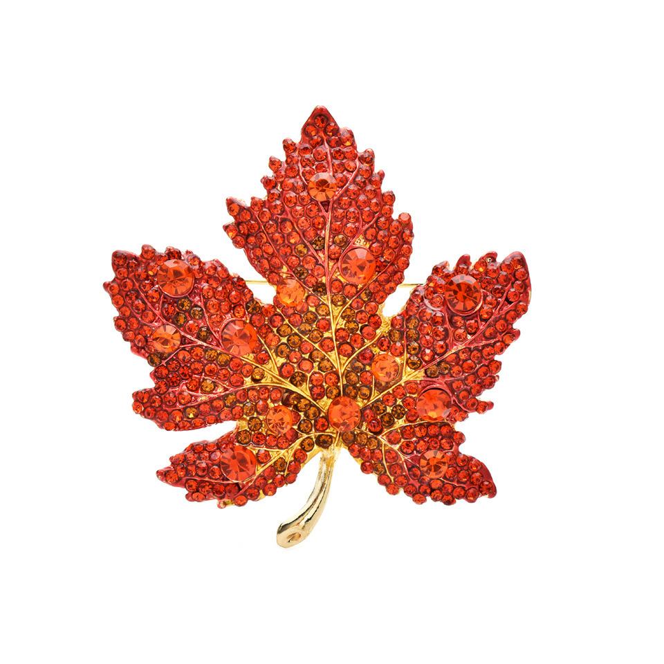 Maple Leaf Corsage Brooch, New Exquisite Pin Design with Rhinestone Feel, Niche Coat Luxury Suit Accessory