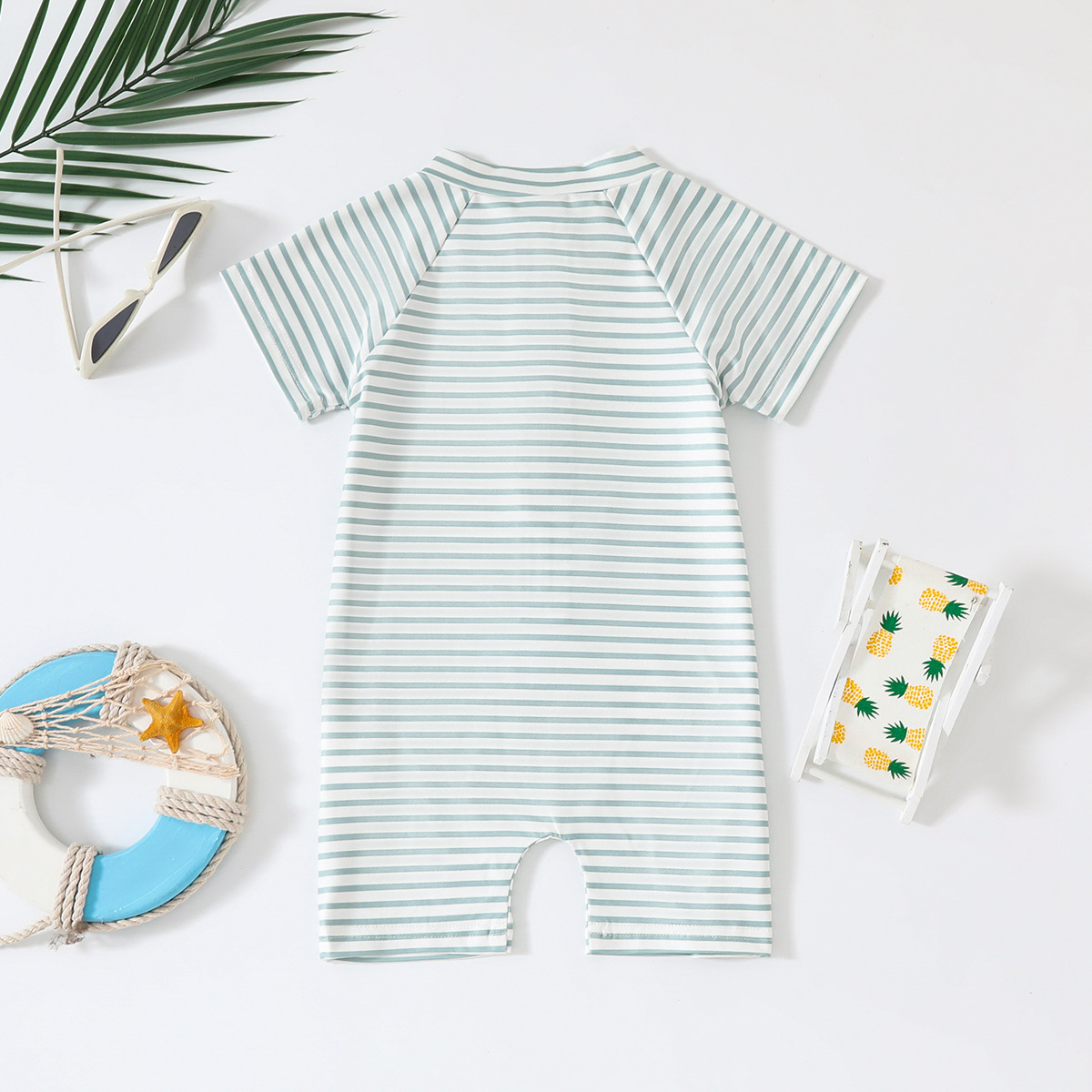 Cross-border foreign trade infant quick-drying swimsuit jumpsuit hat 2-piece set