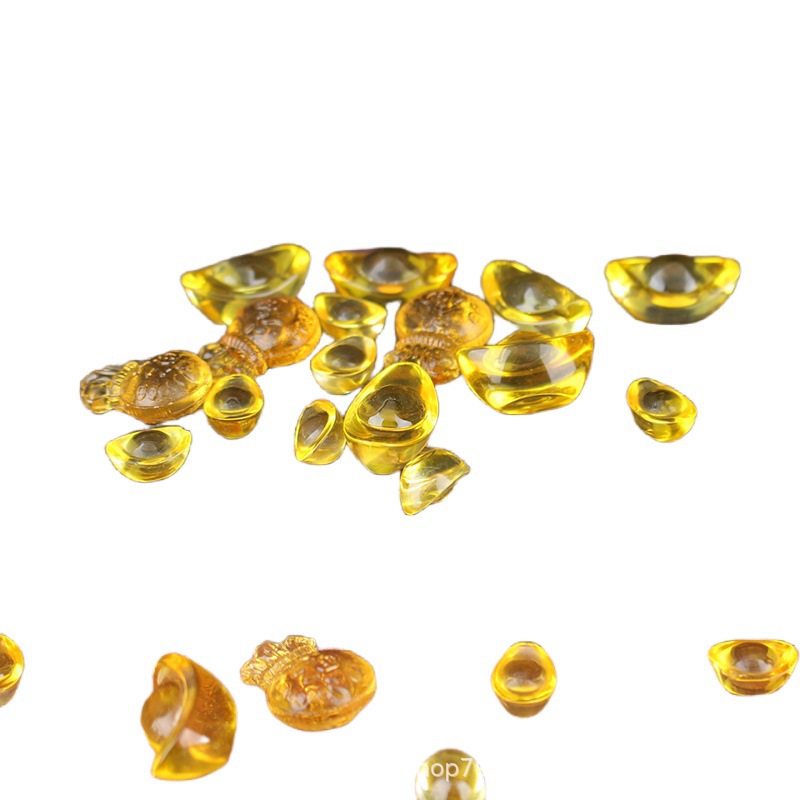 Golden Yellow Glass Ingot Home Accessories Ornaments Yellow Crystal Glass Lucky Bag Cornucopia Companion Creative Decorations