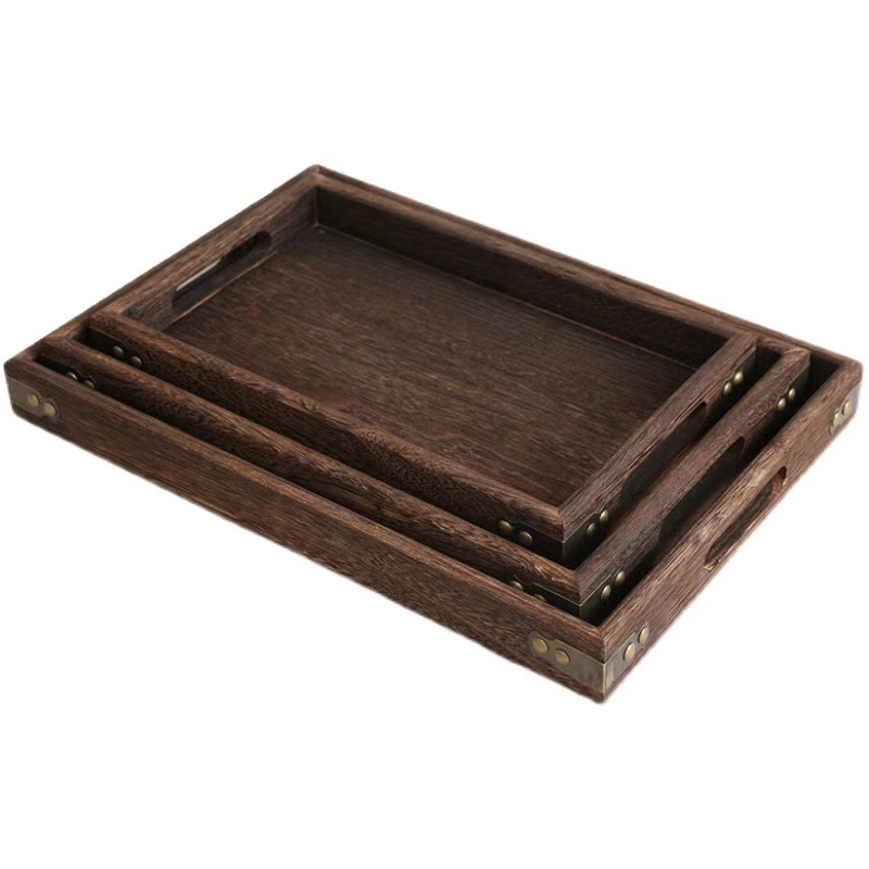 Tung Wood Tray Wooden Charcoal Cooking Tea Tray Household Tea Set Tray Vintage Encircled Stove Cooking Tea Cooking Food Tray Solid Wood Dried Fruit Tray