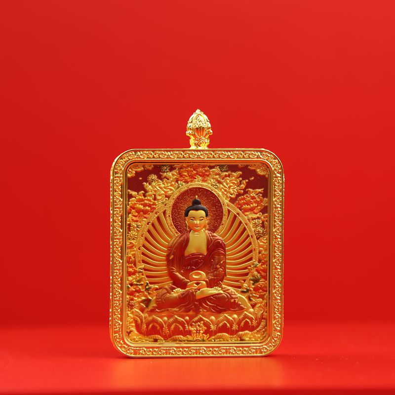 Three-Dimensional Buddha Amulet Relief Thangka Gau Box Eight Guardian Golden Portable Pendant Necklace Zodiac Buddha Statue