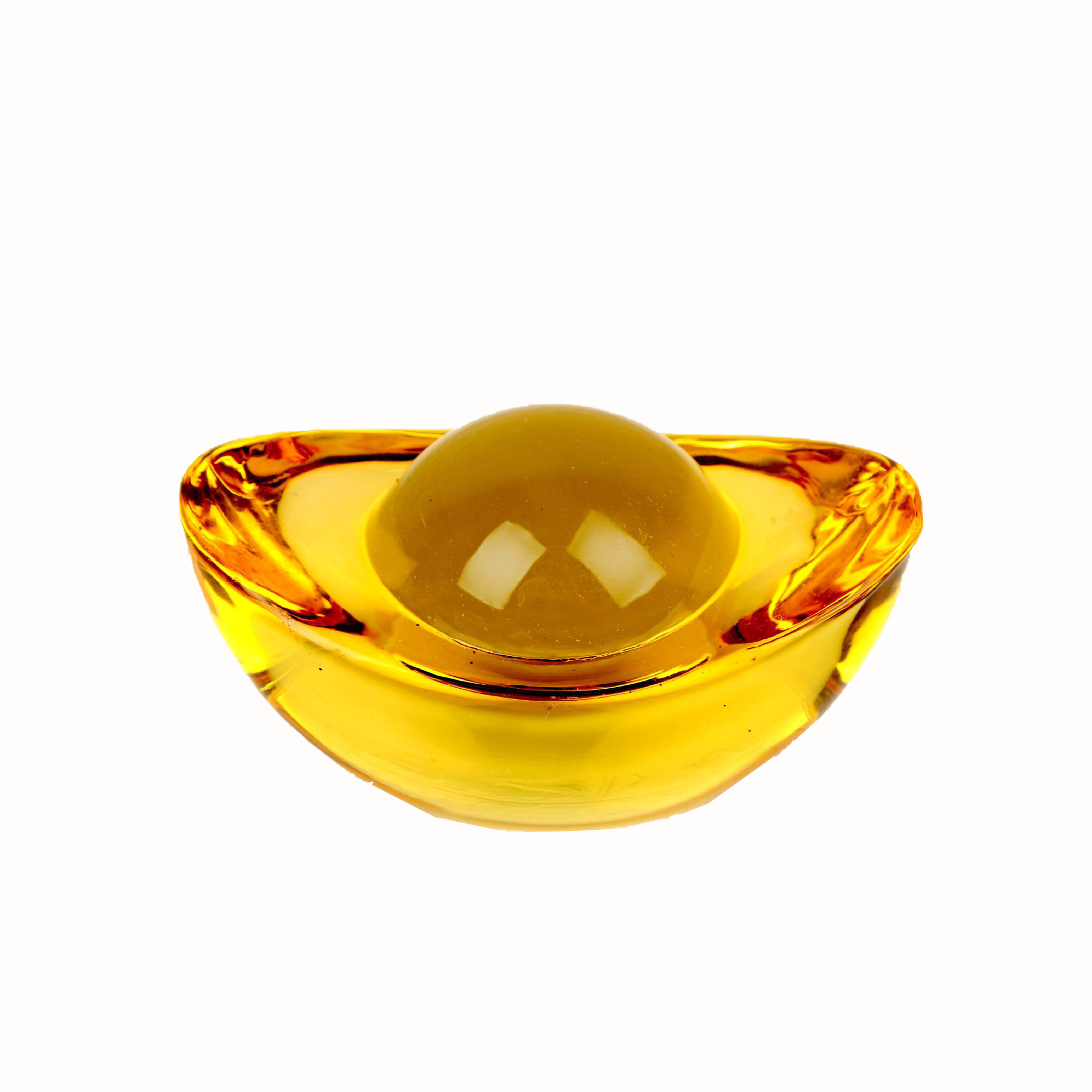 Glass Small Ingot with Dragon Pattern, Glass Treasure Bowl, Home Decoration, Housewarming Gift, Citrine Ingot