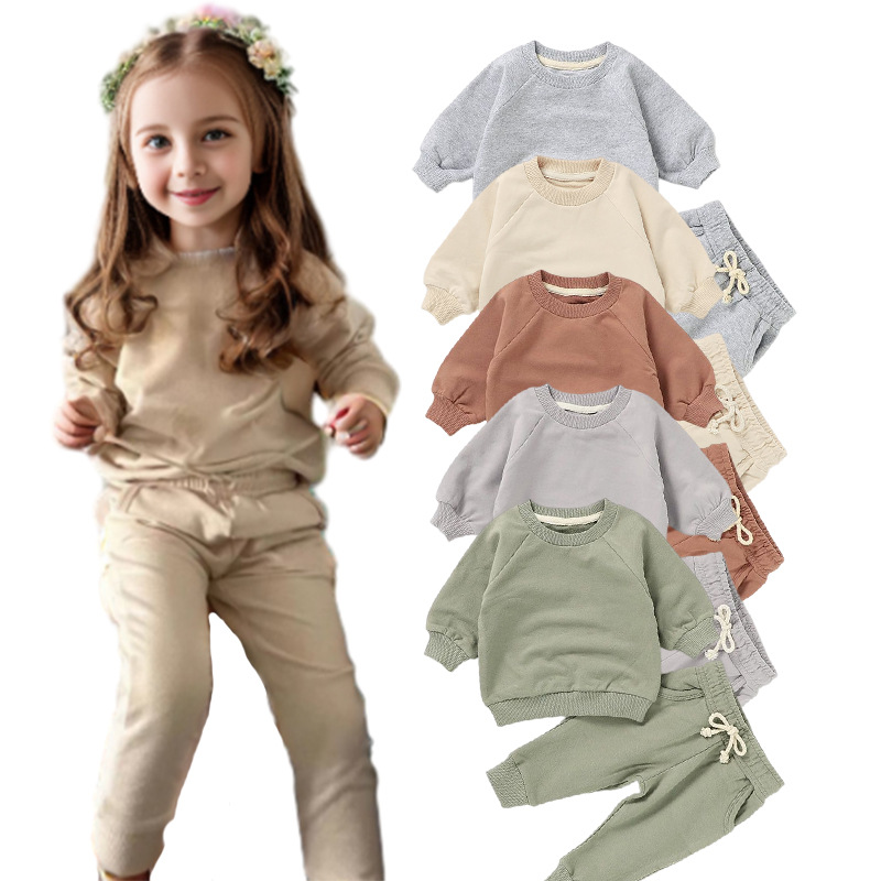 Foreign Trade Children's Sweatshirts Organic Cotton Children's Suits Baby Sweatshirts Baby Children's Pullovers Cross-Border Children's Sweatshirts