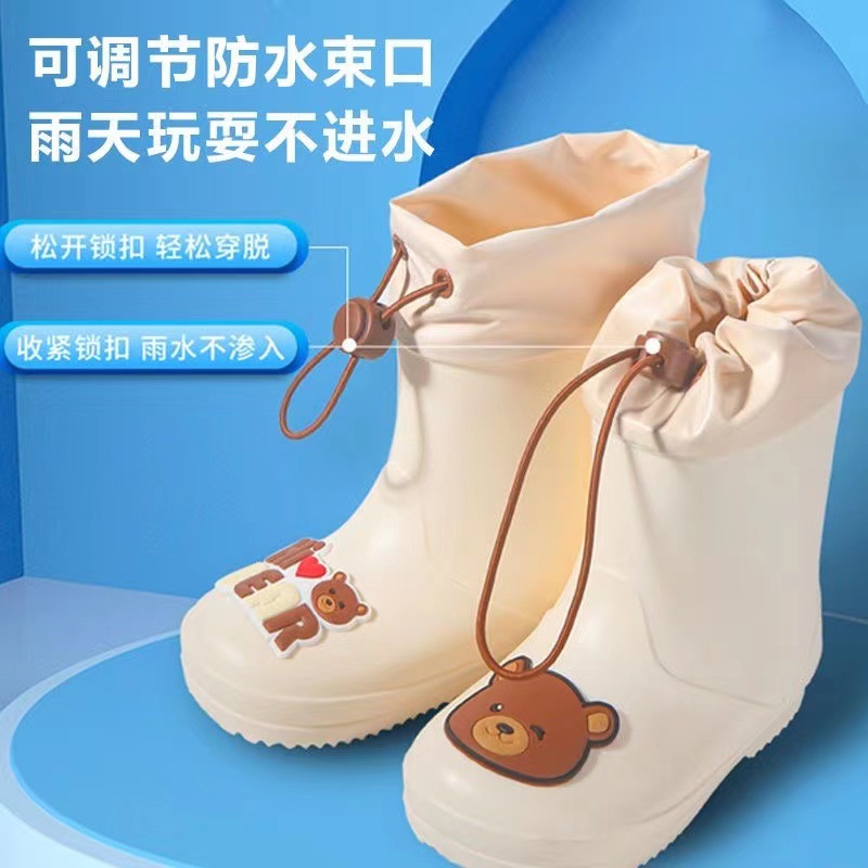 Children's Rain Boots Kindergarten Baby New Girls' Non-slip Waterproof Rain Boots Girdle Boys' Water Shoes Cartoon High Tube
