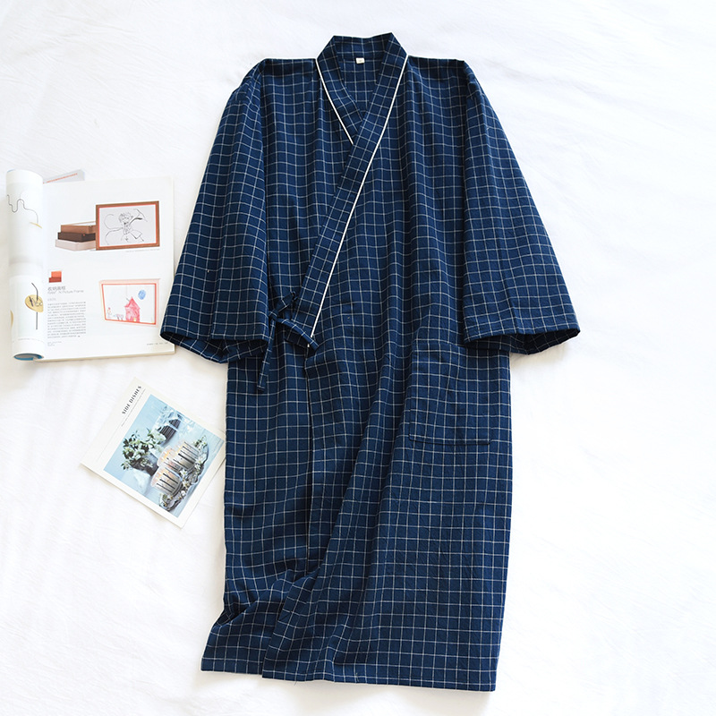 Summer New Couple Home Nightgown Spring and Autumn Thin Cotton Men's and Women's Washed Cotton Bathrobe Cotton Shu Factory Direct Supply