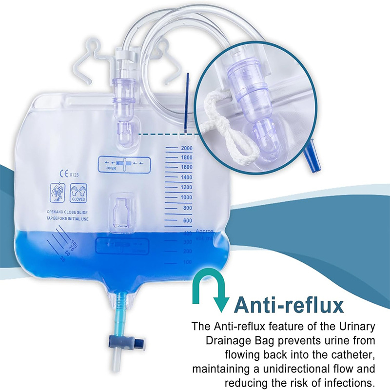 Cross-border disposable urine bag 2000ml drainage bag anti-reflux urine bag with drip bottle catheter for men and women to collect urine