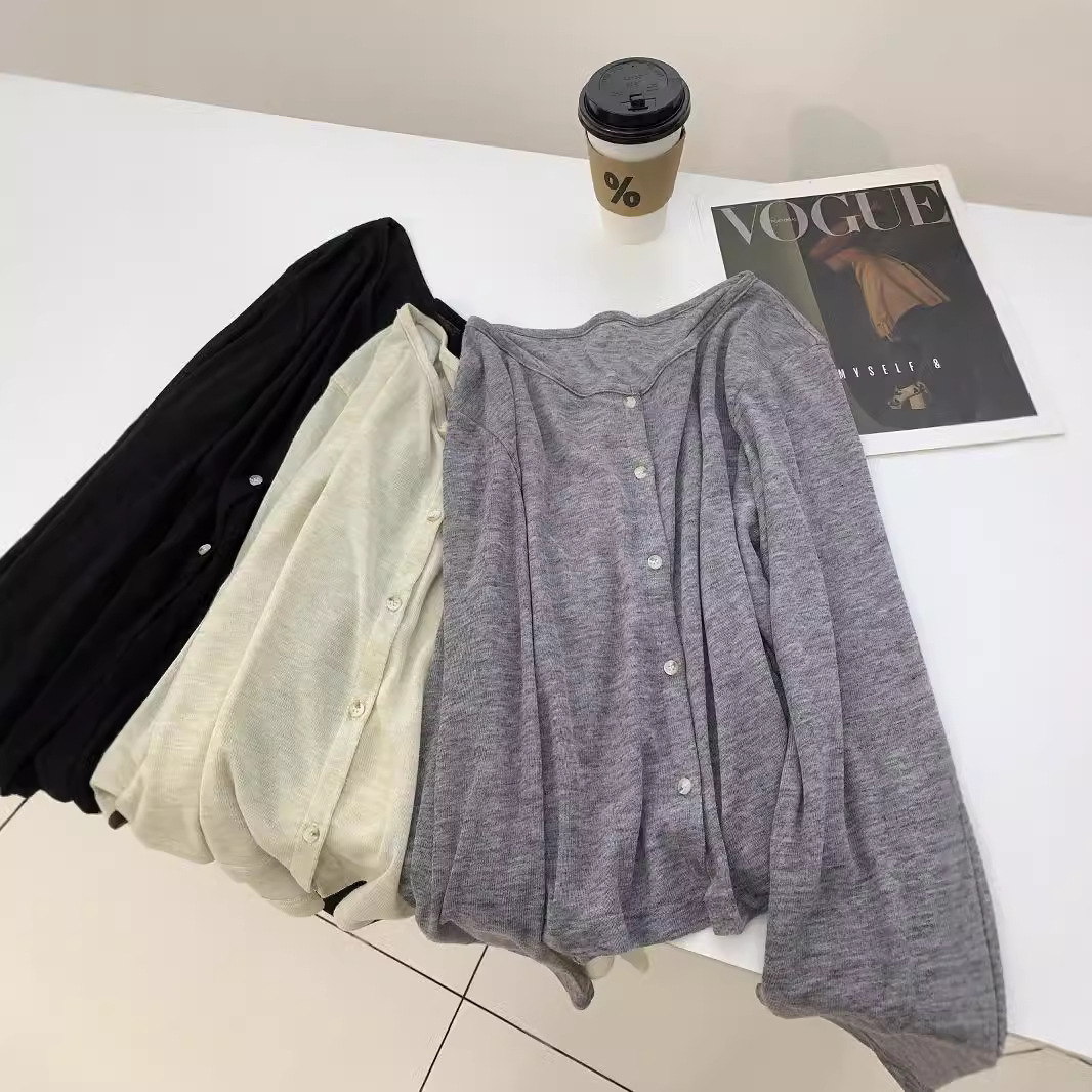 Summer Sun Protection Cardigan Women's Suspender Skirt Vest Outer Blouse Thin Short Long Knitted Ice Silk Shawl for Small People