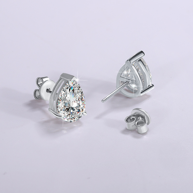 S925 sterling silver moissanite earrings earrings women's simple fashion drop-shaped pear-shaped mosant diamond earrings cross-border supply